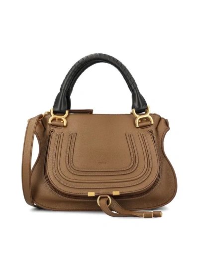 Chloé Marcie Double Carry Bag In Brown