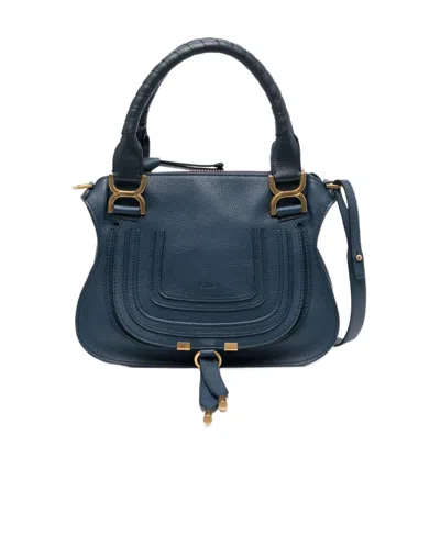 Chloé Marcie Double Carry Tote Bag In Blue