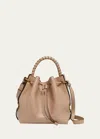 Chloé Marcie Drawstring Bucket Bag In Shiny Calfskin In Deep Beige