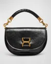 Chloé Marcie Flap Crossbody Bag In Shiny Calfskin In Black