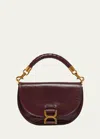 Chloé Marcie Flap Crossbody Bag In Shiny Calfskin In Dimness Purple