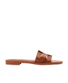 Chloé Marcie Leather Flat Sandals In Brown