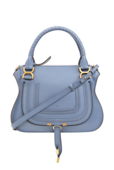 Chloé Marcie Foldover Tote Bag In Azzurro