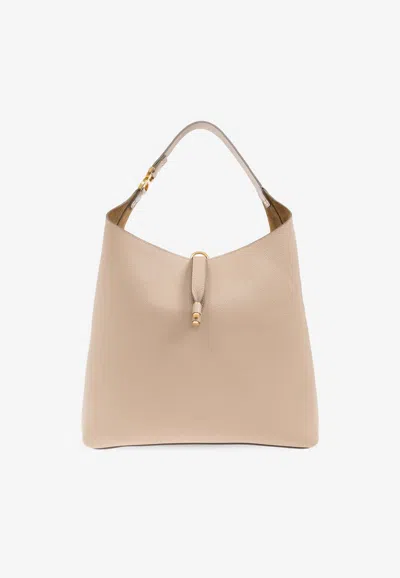 Chloé Marcie Grained Leather Tote Bag In Beige