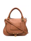 Chloé Marcie Mini Double Carry Leather Shoulder Bag In Brown
