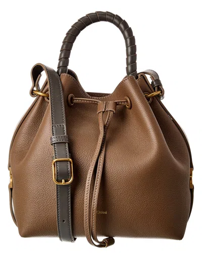 Chloé Marcie Grainy Leather Bucket Bag In Brown