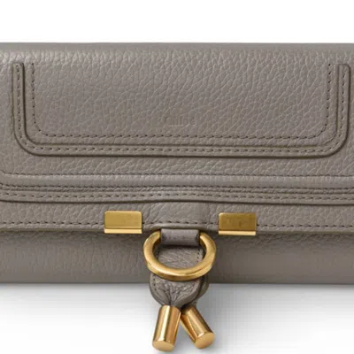 Pre-owned Chloé Marcie Gray Leather Long Wallet (tri-fold) ()