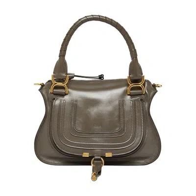 Chloé Marcie Hand-held/shoulder Small Glossy Leather Bag In Blue