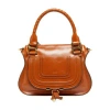 Chloé Marcie Small Glossy Leather Bag In Brown