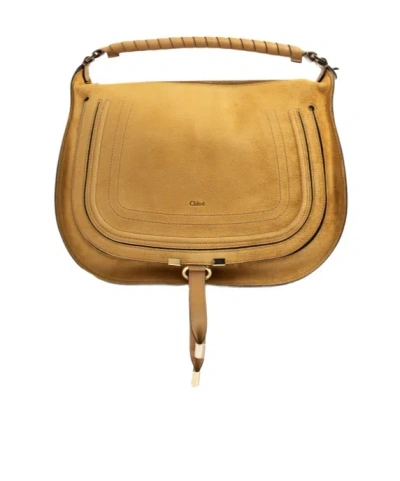Chloé Marcie Suede Tote Bag In Orange