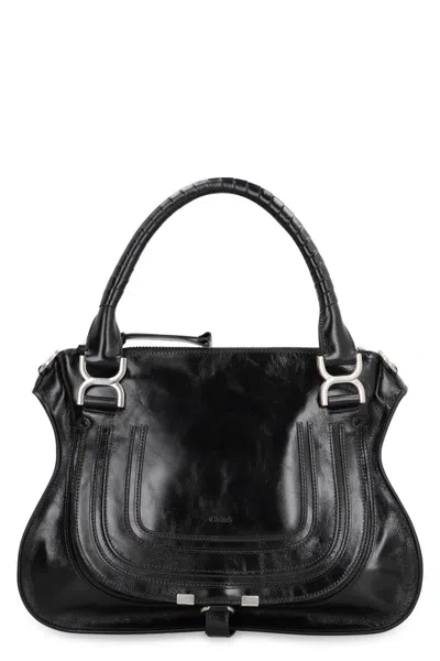 Chloé Marcie Handbag In Shiny Leather In Black