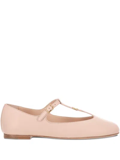 Chloé Marcie Embellished Leather Ballet Flats In Pink
