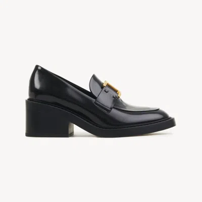 CHLOÉ MARCIE HEELED LOAFER BLACK SIZE 4 100% SHEEPSKIN, BOS TAURUS, FARMED, COO DENMARK