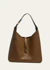Chloé Mercie Brown Leather Hobo Bag In Dark Khaki