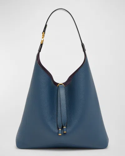 Chloé Marcie Hobo Bag In Grained Leather In Blue