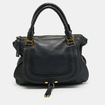 Pre-owned Chloé Marcie Large Black Leather Shoulder Bag
