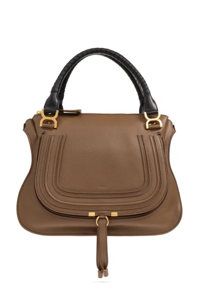 Chloé Marcie Large Double Carry Bag In Brown