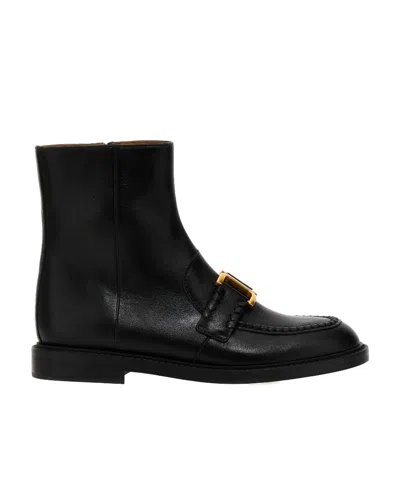 Chloé Marcie Leather Ankle Boots In Black