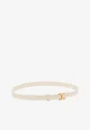 Chloé Marcie Grained Leather Skinny Belt In Ivory