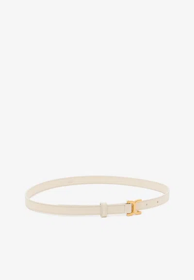 Chloé Marcie Grained Leather Skinny Belt In Pink