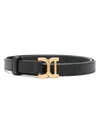 Chloé C-logo Leather Belt In Schwarz