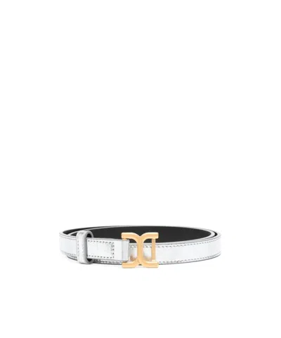 Chloé Marcie Leather Belt In Silver