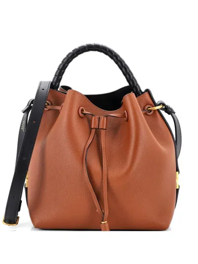 Pre-owned Chloé Marcie Leather Bucket Bag In Brown