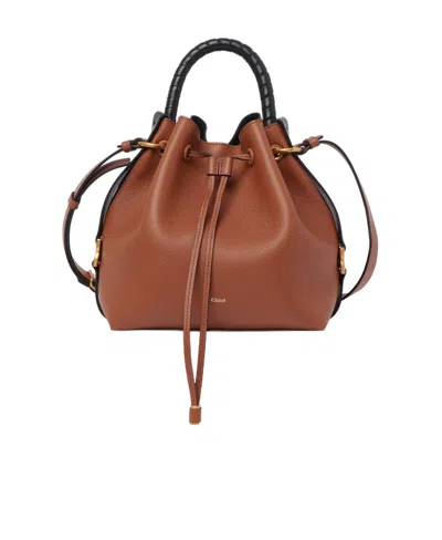 Chloé Marcie Leather Bucket Bag In Brown