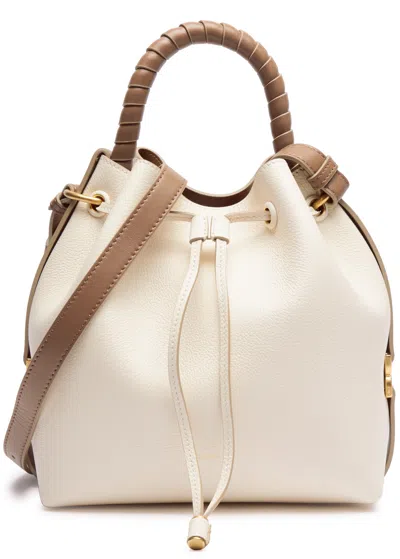Chloé Marcie Leather Bucket Bag, Leather Bag, Ivory In Brown