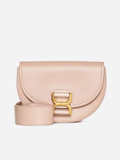 Chloé Marcie Leather Camera Bag In Powder