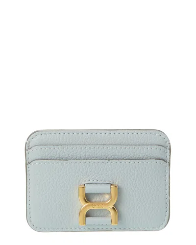 Chloé Marcie Leather Card Case In Blue