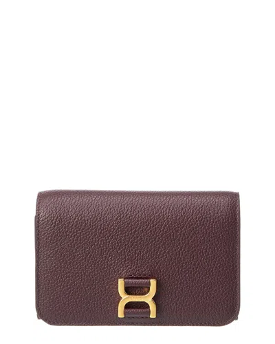 Chloé Marcie Leather Card Case In Red
