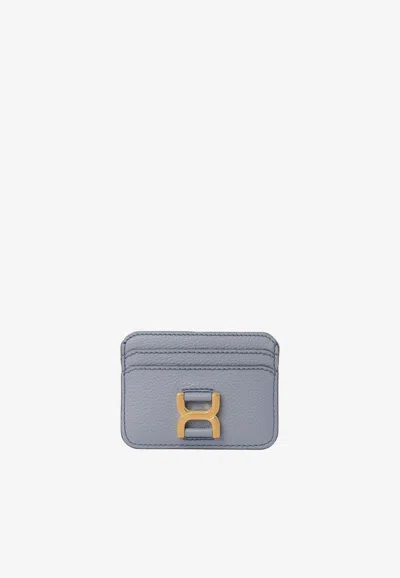 Chloé Marcie Leather Cardholder In Blue