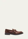 Chloé Marcie Leather Chain Loafers In Tan
