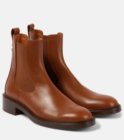 Chloé Marcie Leather Chelsea Ankle Booties In Clay Brown