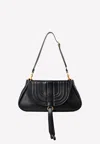 Chloé Marcie Tasseled Leather Shoulder Bag In Black