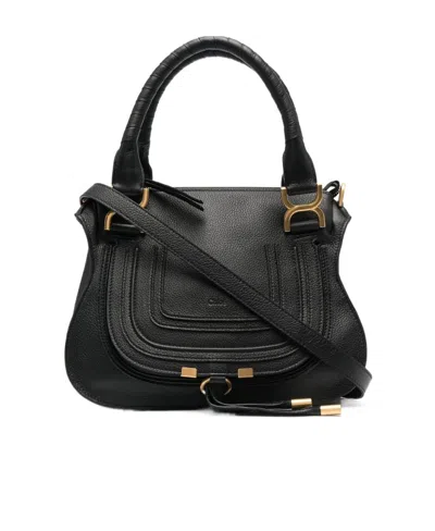 Chloé Marcie Leather Crossbody Bag In Black