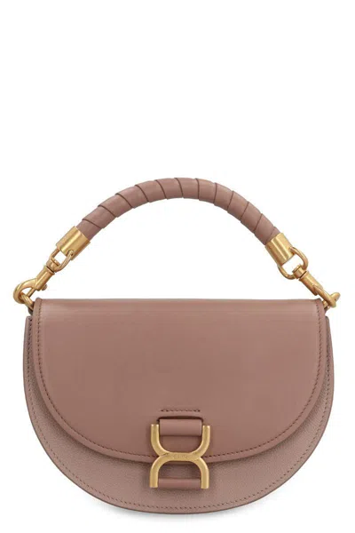 Chloé Marcie Chain Flap Top Handle Bag In Beige