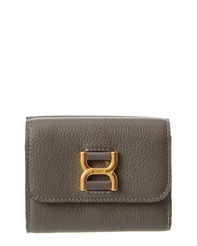 Chloé Marcie Leather French Wallet In Gray