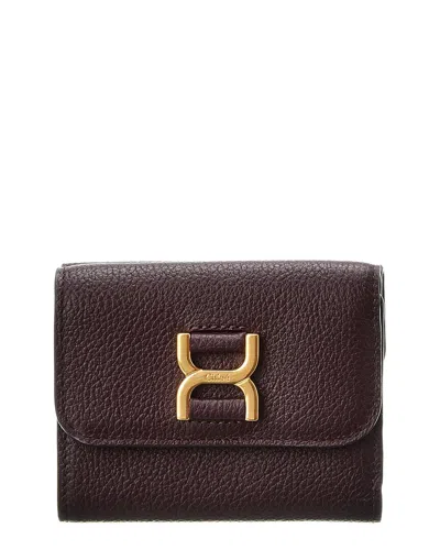 Chloé Marcie Leather French Wallet In Purple