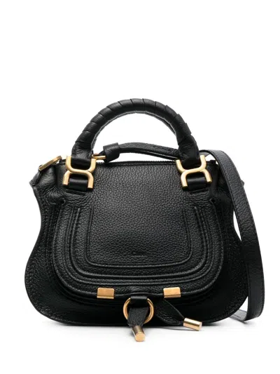 Chloé Marcie Leather Handbag In Black