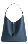Chloé Marcie Small Hobo Bag In Grained Calfskin In Navy 4c4