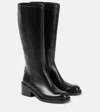 Chloé Leather High Boots With Embossed Stitches In Black