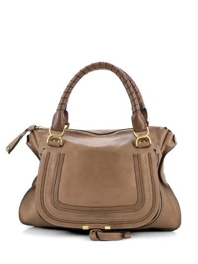 Pre-owned Chloé Marcie Leather Large Satchel In Brown