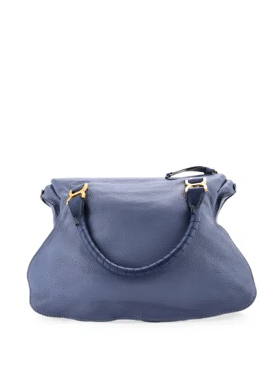 Pre-owned Chloé Marcie Leather Large Shoulder Bag In Blue