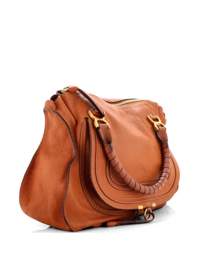 Pre-owned Chloé Marcie Leather Large Shoulder Bag In Brown
