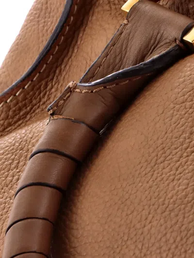 Pre-owned Chloé Marcie Leather Large Shoulder Bag In Brown