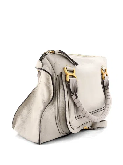 Pre-owned Chloé Marcie Leather Large Shoulder Bag In Gray