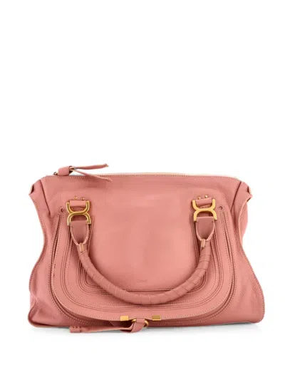 Pre-owned Chloé Marcie Leather Large Shoulder Bag In Pink