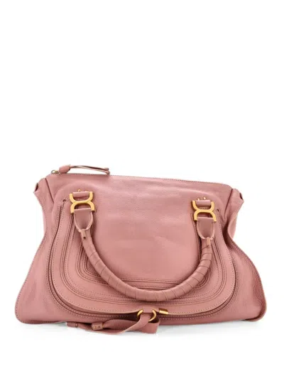 Pre-owned Chloé Marcie Leather Large Shoulder Bag In Pink